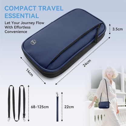 Reise-Organizer mit RFID-Schutz und Schultergurt, Blau