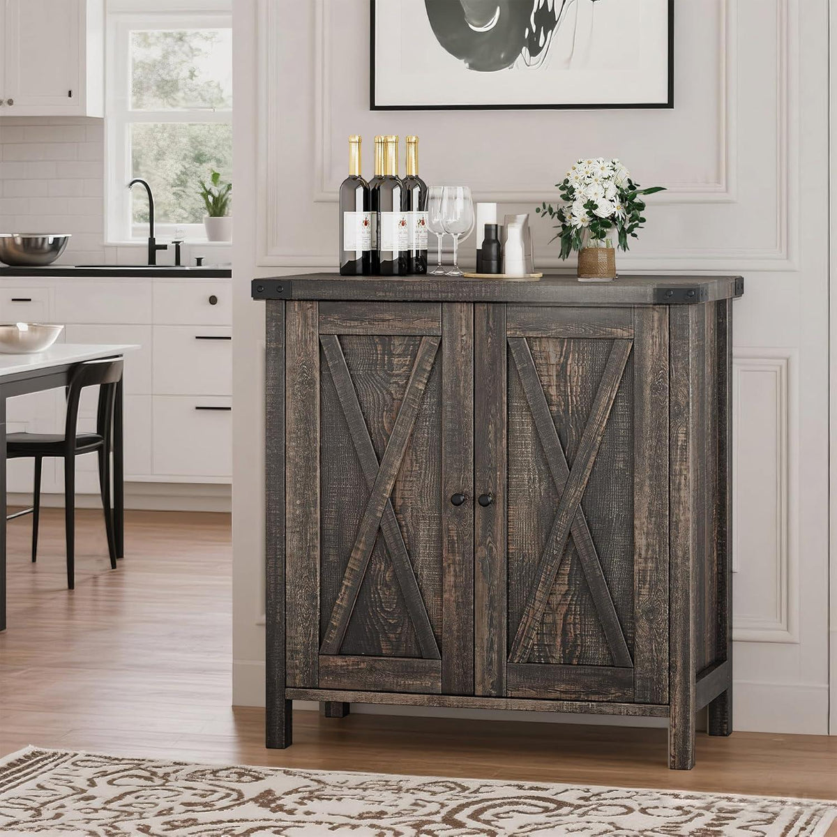 Sideboard Eiche | 2 Fächer, 2 Türen | Anrichte & Beistellschrank
