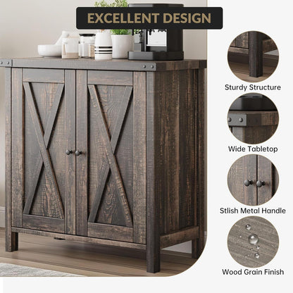 Sideboard Eiche | 2 Fächer, 2 Türen | Anrichte & Beistellschrank