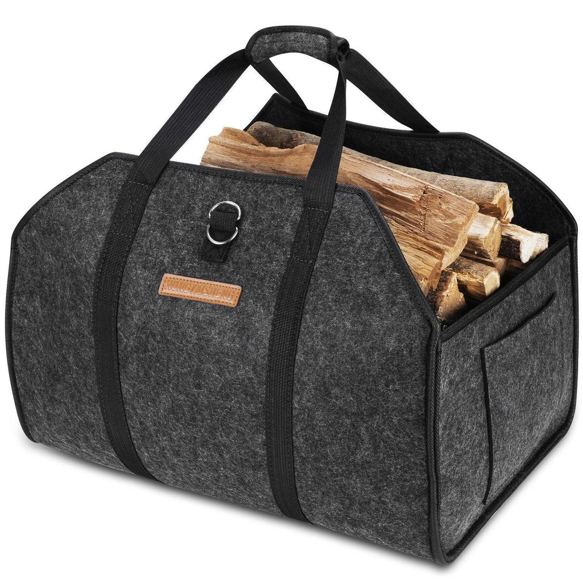 5MM XL Filz Holzkorb Schwarz mit Tragebändern