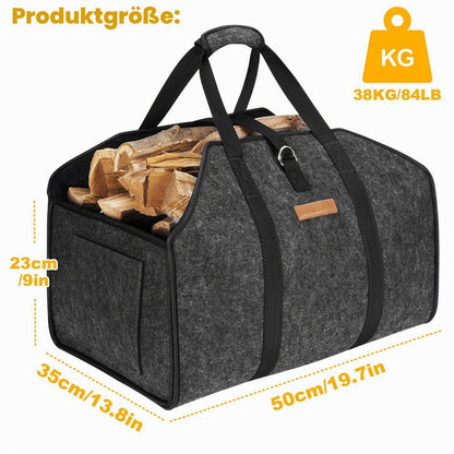 5MM XL Filz Holzkorb Schwarz mit Tragebändern