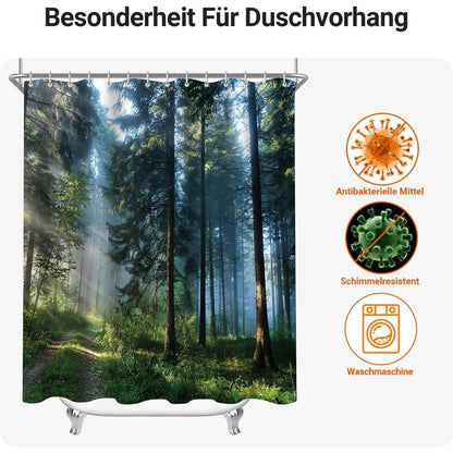 Duschvorhang 120x200 cm Wald Dschungel, Wasserabweisend, Waschbar