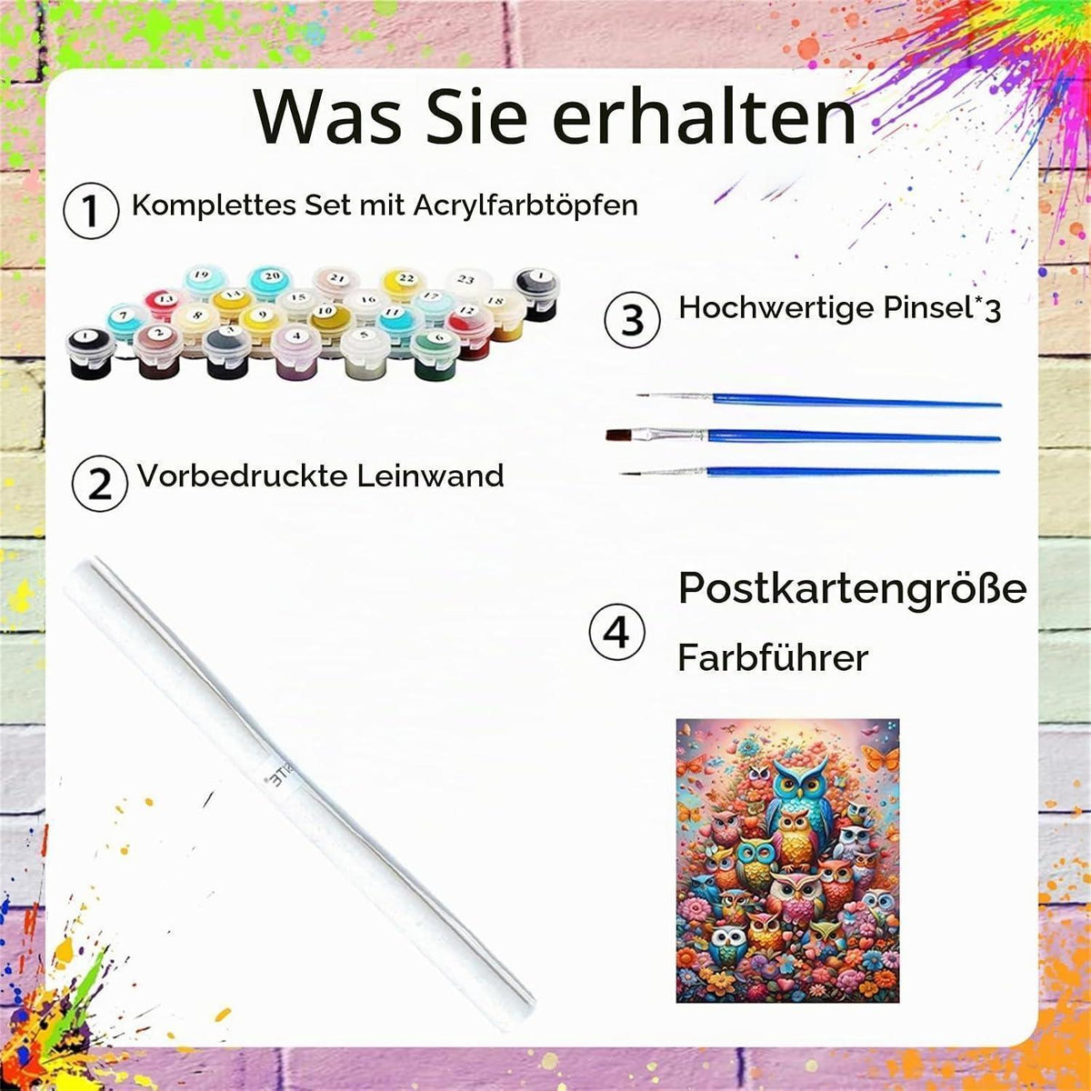 Malen nach Zahlen Eule – Entspannendes Bastelset für Erwachsene