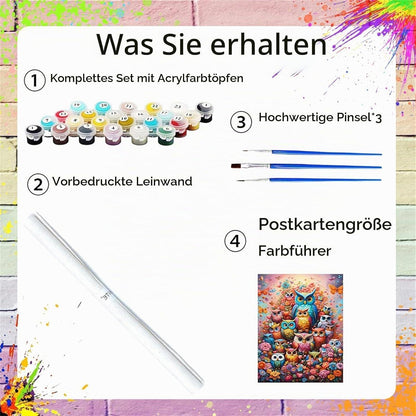 Malen nach Zahlen Eule – Entspannendes Bastelset für Erwachsene