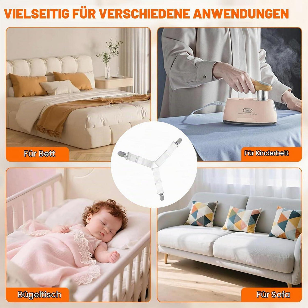 4x Bettlakenspanner Verstellbar – Für Straff & Glatte Bettwäsche