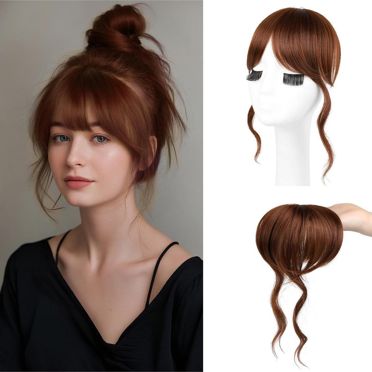 Clip-in Ponyfransen Kupferrot – 30 cm Französisch & Seitlich