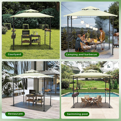 Grillpavillon 244x138 cm mit Bartresen & UV-Schutz – Beige