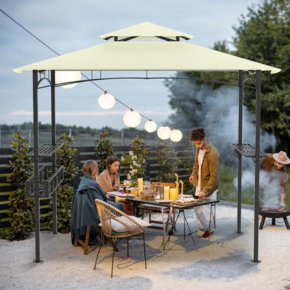 Grillpavillon 244x138 cm mit Bartresen & UV-Schutz – Beige