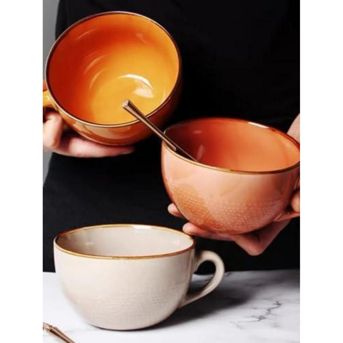 700ml Keramik Kaffee Tasse - Erdrot, Groß & Vielseitig