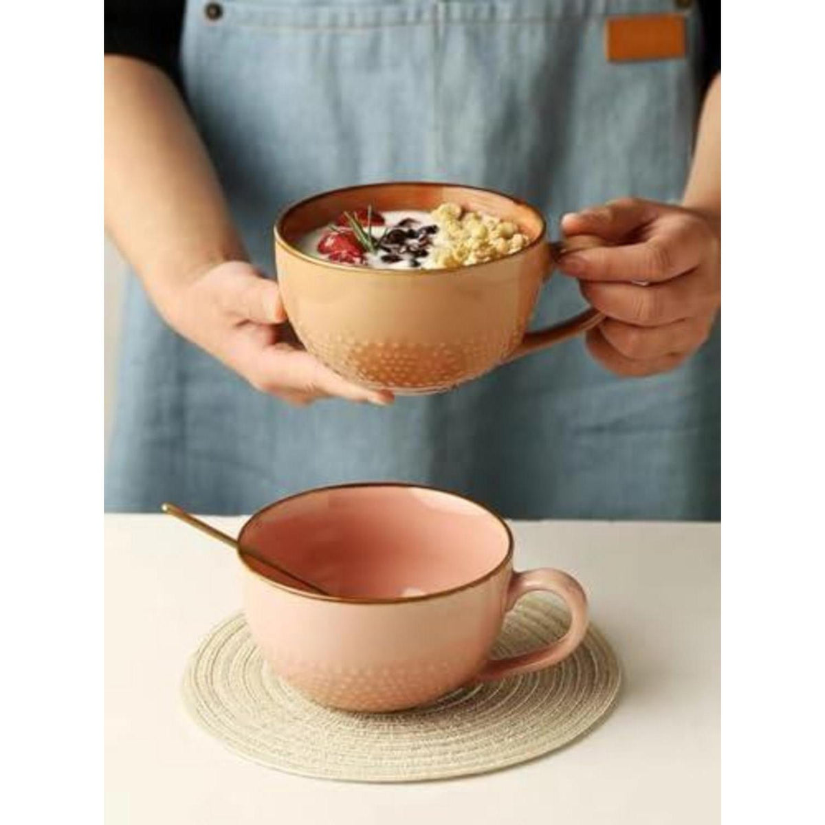 700ml Keramik Kaffee Tasse - Erdrot, Groß & Vielseitig