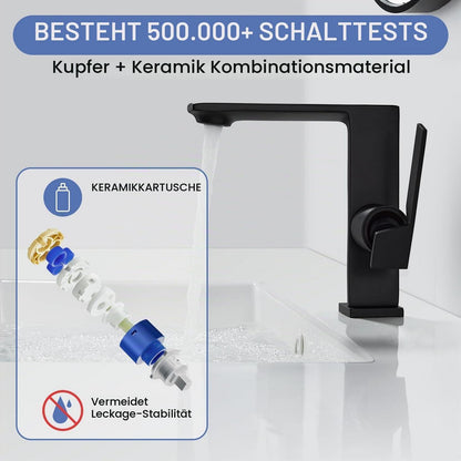 Schwarzer Einhebel-Waschtischarmatur aus Messing – Modernes Badezimmerdesign