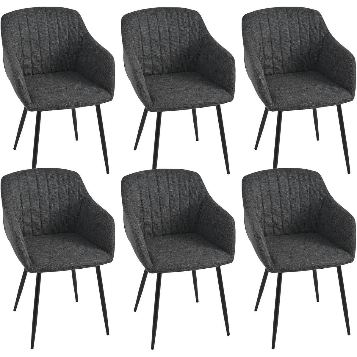 Esszimmerstühle 6er Set mit Armlehne, Schwarzgrau