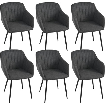 Esszimmerstühle 6er Set mit Armlehne, Schwarzgrau