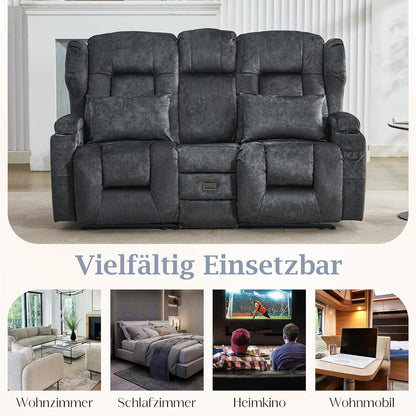 2-Sitzer Relaxsessel mit Liegefunktion & Kinosofa Grau