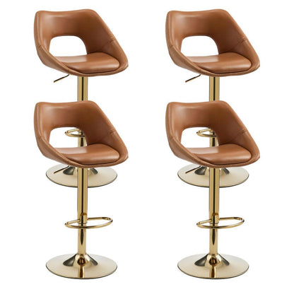 Barhocker Set 4er – Höhenverstellbar & Drehbar Braun-Gold