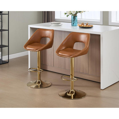 Barhocker Set 4er – Höhenverstellbar & Drehbar Braun-Gold