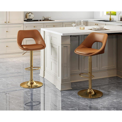 Barhocker Set 4er – Höhenverstellbar & Drehbar Braun-Gold