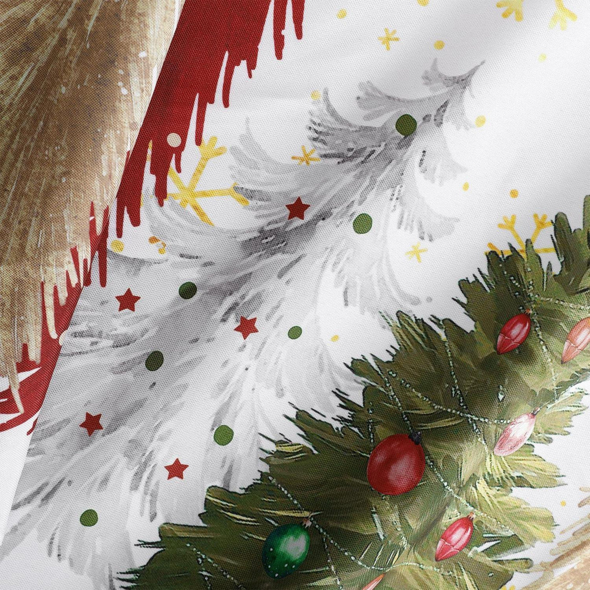 Weihnachtstischdecke Weiß 140x240 cm mit Weihnachtsbaum & Schneeflocke