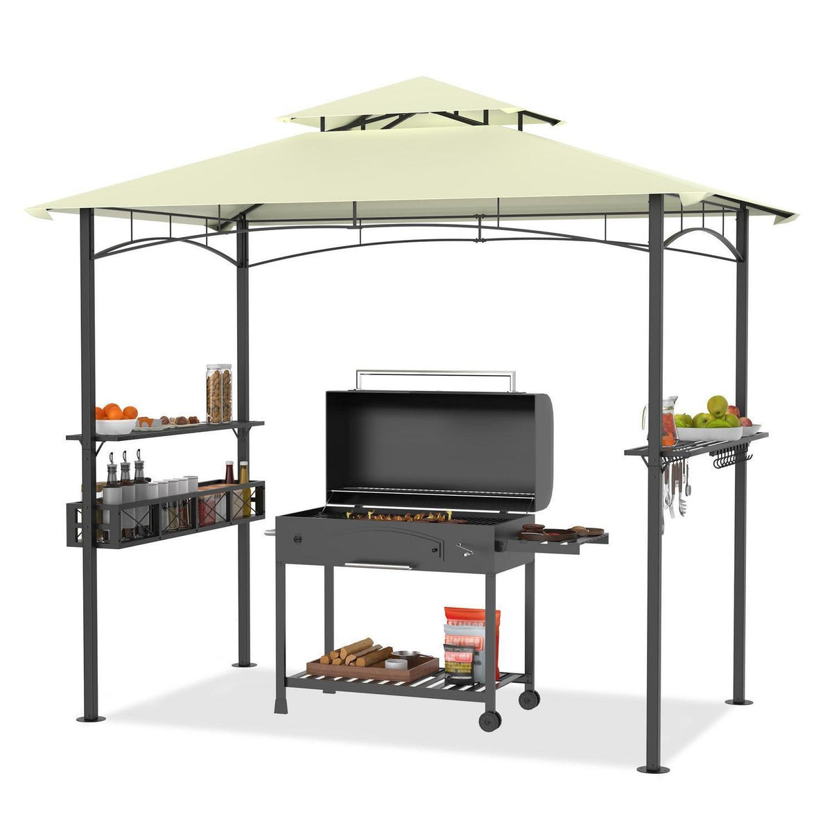Grillpavillon 245x153cm mit Rauchabzug & Stauraum
