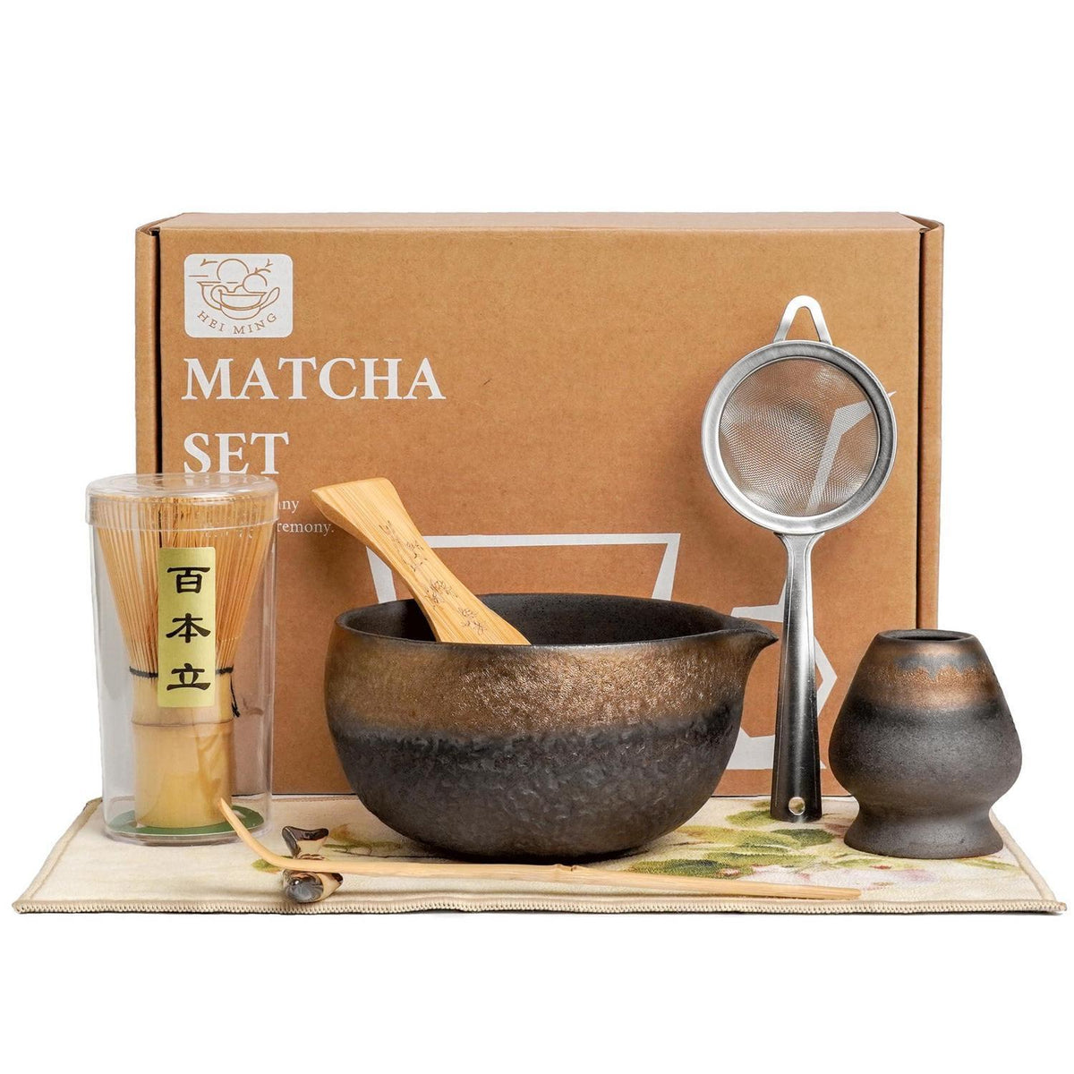 Matcha Set 8-teilig mit Bambus Schneebesen & Schale
