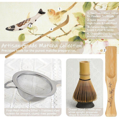 Matcha Set 8-teilig mit Bambus Schneebesen & Schale