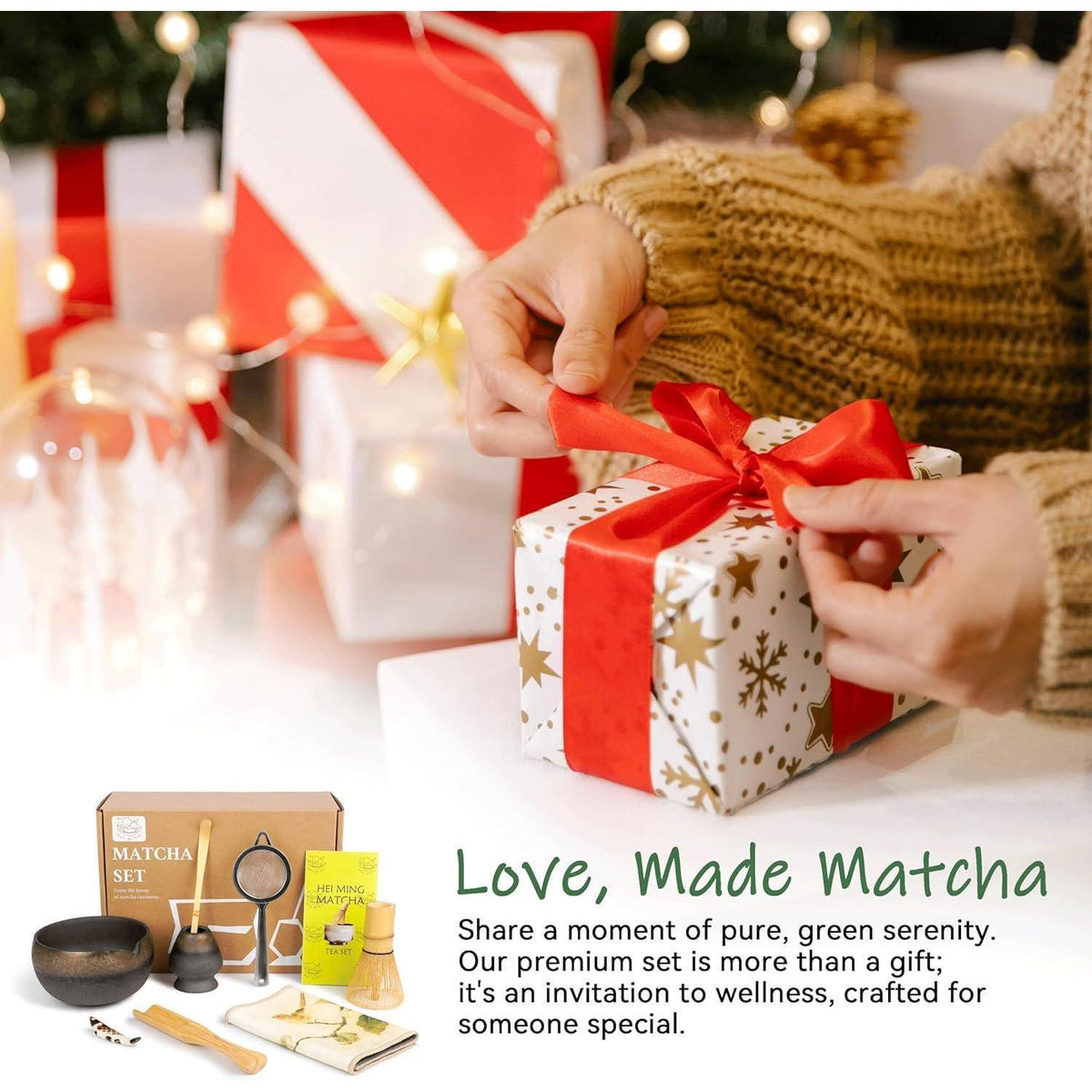 Matcha Set 8-teilig mit Bambus Schneebesen & Schale