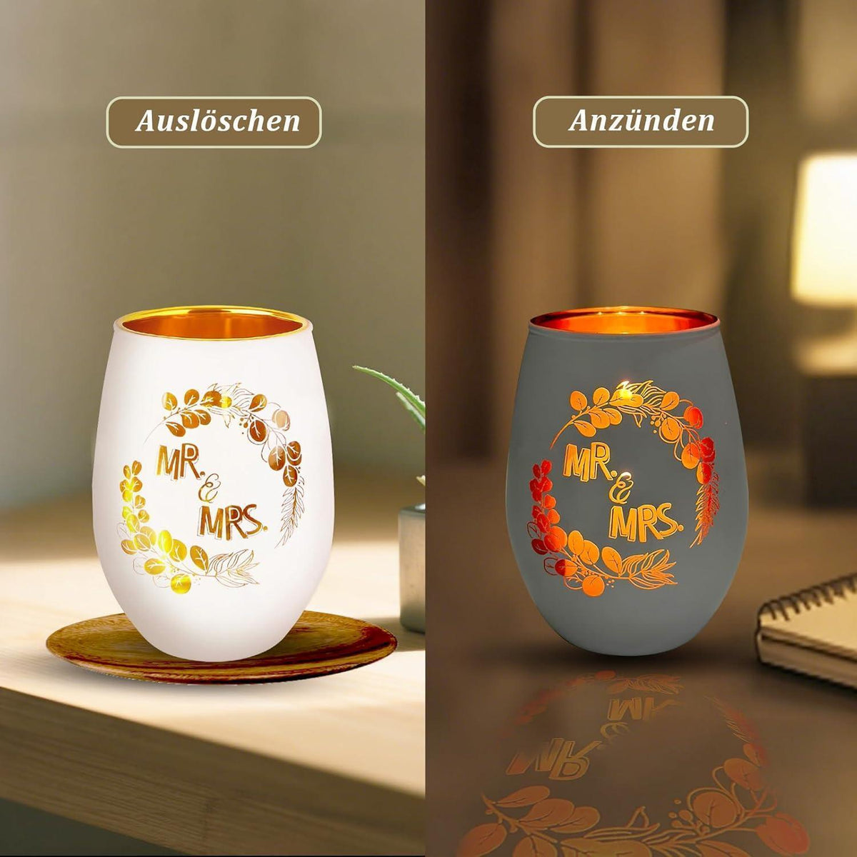Windlicht "Mr & Mrs" – Romantisches Hochzeitsgeschenk für Paare