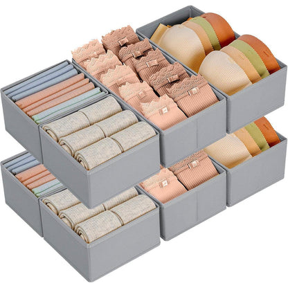Schubladen Organizer 8er Set Grau für Kleiderschrank & Unterwäsche