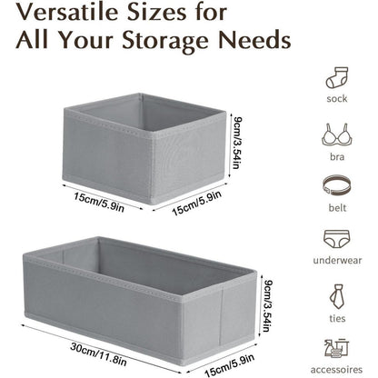 Schubladen Organizer 8er Set Grau für Kleiderschrank & Unterwäsche