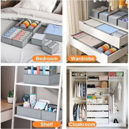 Schubladen Organizer 8er Set Grau für Kleiderschrank & Unterwäsche
