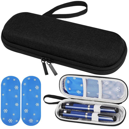 Insulin Kühltasche mit Kühlakkus – Diabetiker Reisetasche Schwarz
