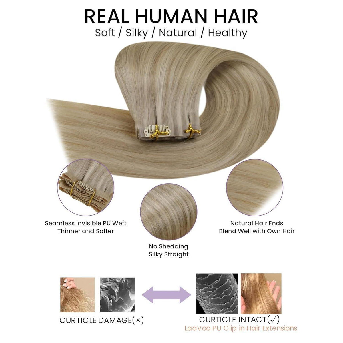 Echthaar Clip-Ins Blond 55cm – Volumenspendend & Längenverlängerung