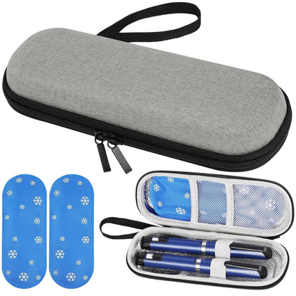 Insulin Kühltasche mit Kühlakkus – Diabetiker Reisetasche Grau