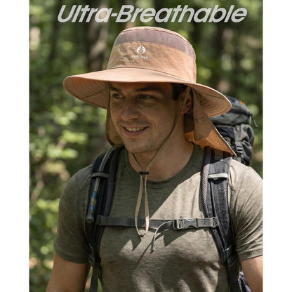 Sonnenhut mit Nackenschutz UPF 80 – Anglerhut & Wanderhut Khaki