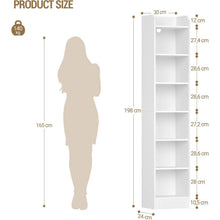 7-stöckiges Bücherregal Weiß – Standregal für Wohnzimmer & Büro