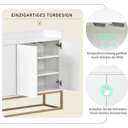 Moderne Anrichte mit 4 Türen & verstellbarem Regal (Weiß)