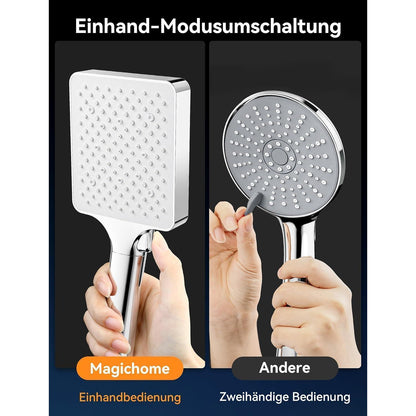Handbrause mit Duschschlauch | 6 Modi, Hochdruck & Wassersparend