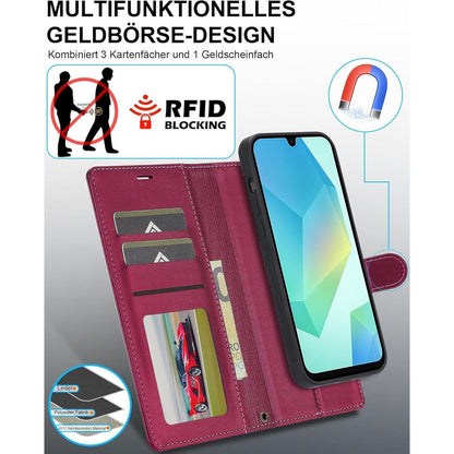 Samsung Galaxy A17 Hülle mit Kartenfach, abnehmbar, rot in Lederoptik