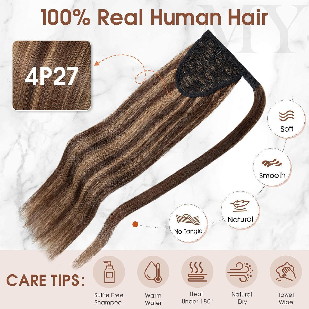 Echthaar Zopf Extension Mittelbraun/Dunkelblond 40cm
