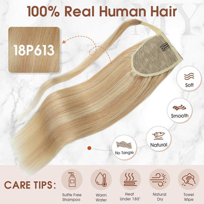 Echthaar Zopf Extension Ascheblond/Blond 40cm – Volumenerweiterung