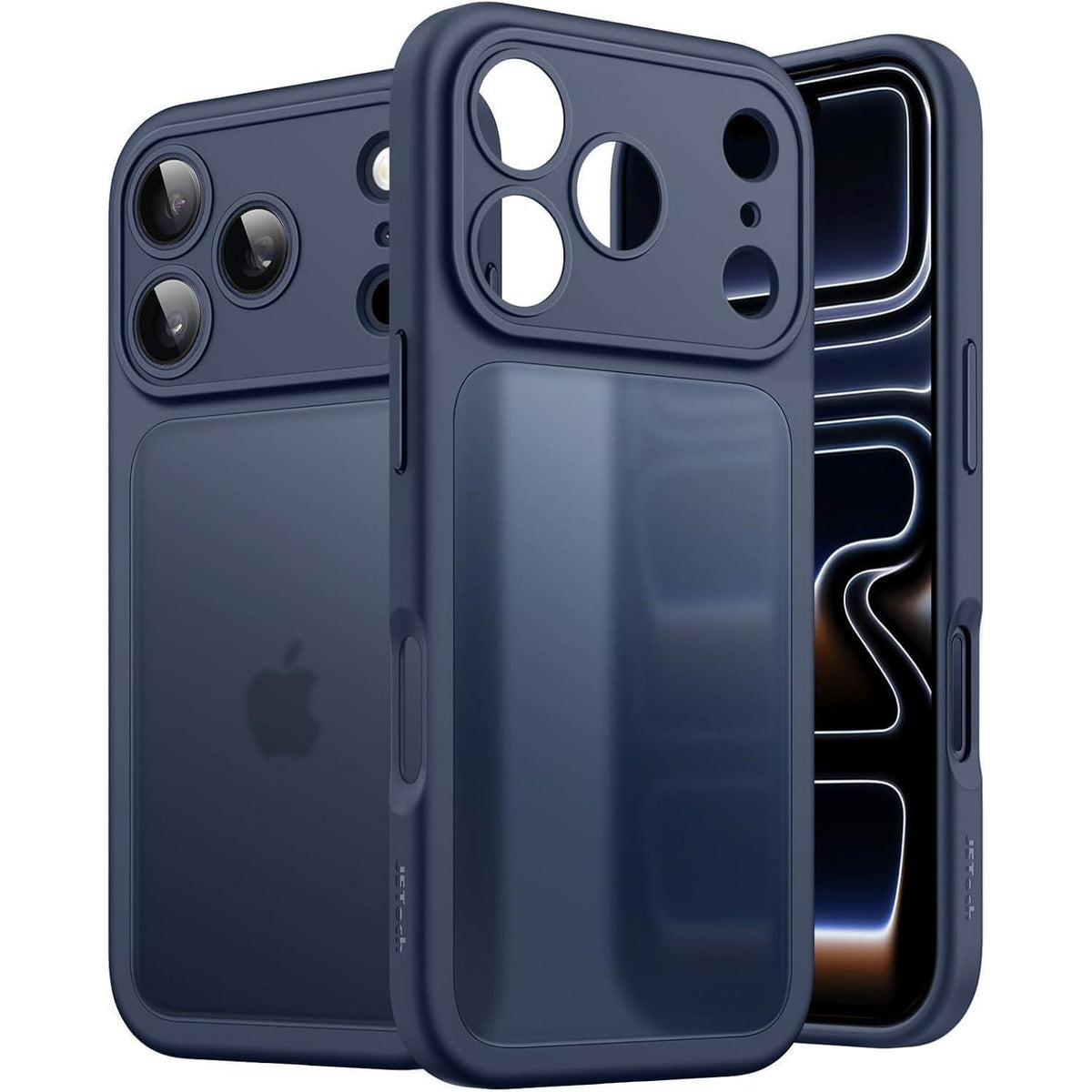 iPhone 17 Pro Hülle, matt transluzent, stoßfest, dunkelblau