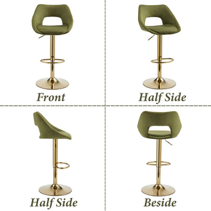 Barhocker Set 4er – Höhenverstellbar, Grün-Samt
