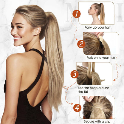 Echthaar Zopf Extension 40 cm Goldbraun & Blond
