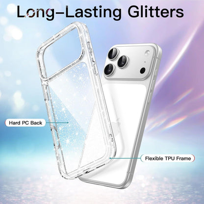 Glitzer Hülle für iPhone 17 Pro 6,3 Zoll, Stoßfest, Transparent