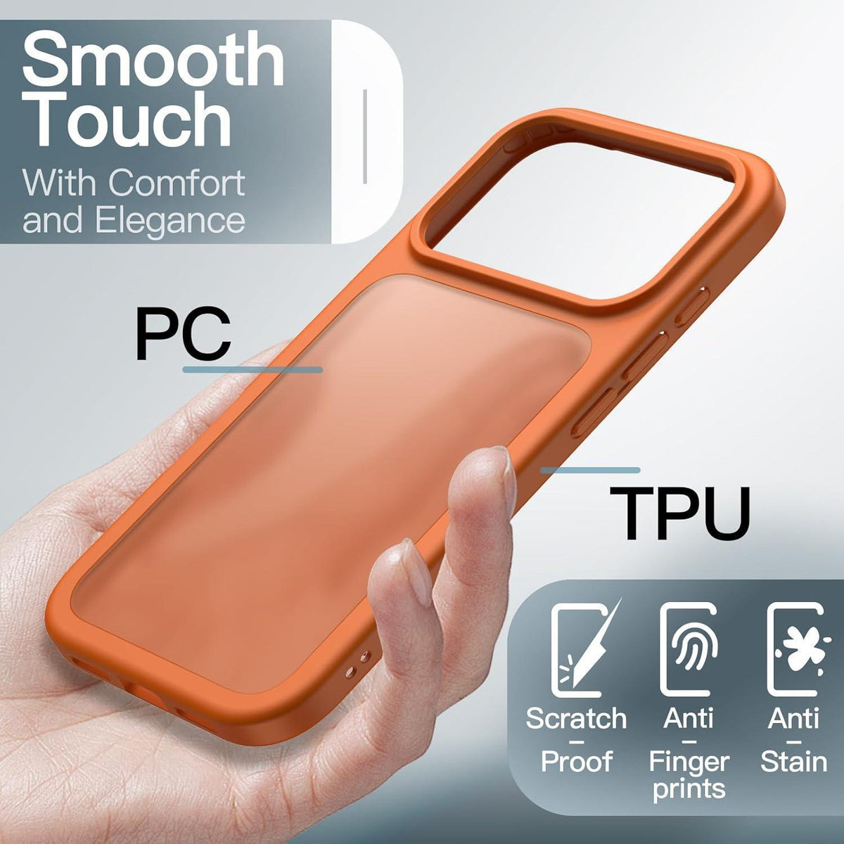 iPhone 17 Pro Hülle matt transluzent orange Militärschutz