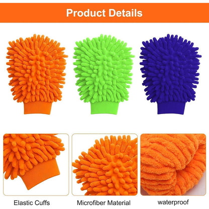 6x Mikrofaser Waschhandschuhe Auto Reinigung Set – Schonend & Vielseitig