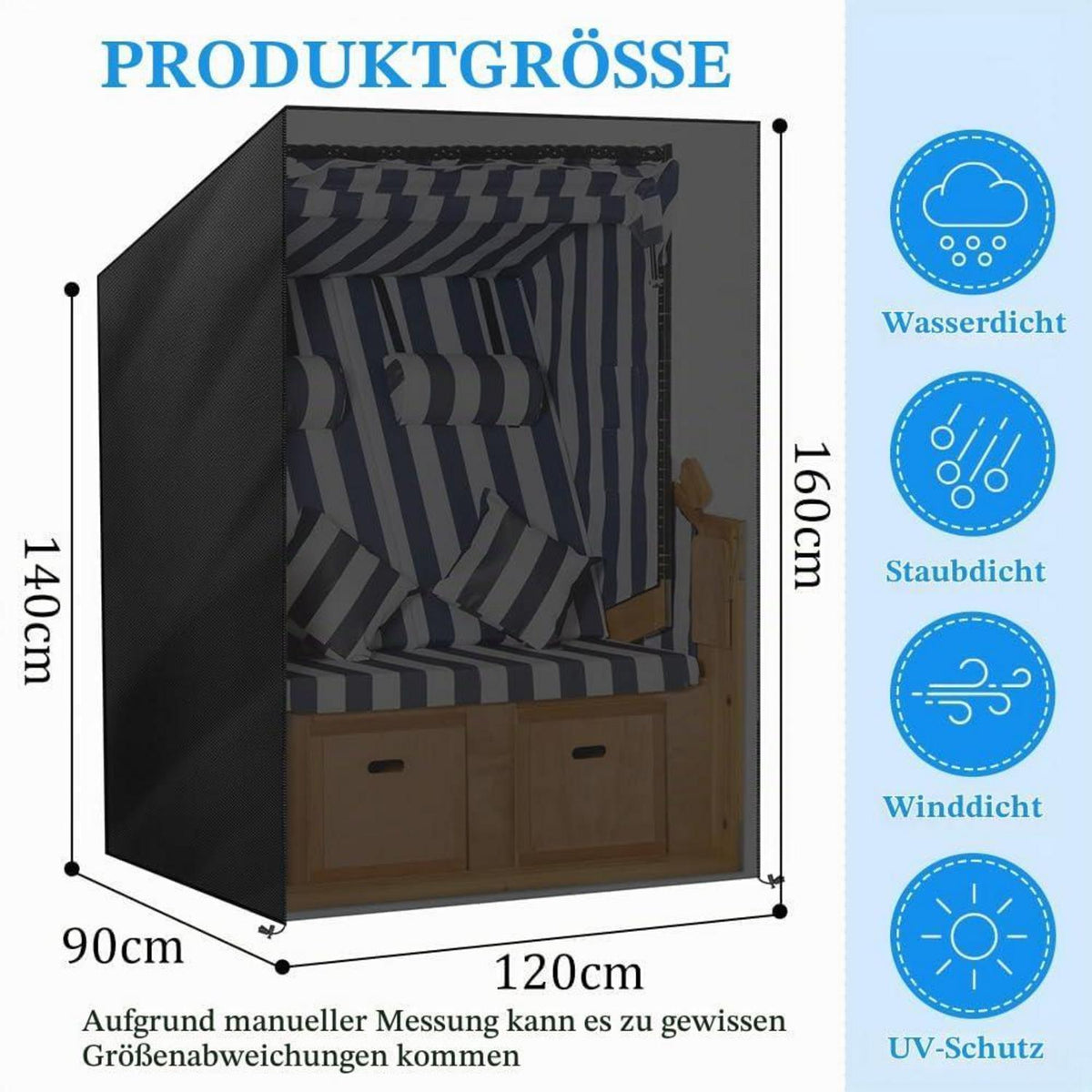 Strandkorb Schutzhülle 210D Oxford, wetterfest & langlebig