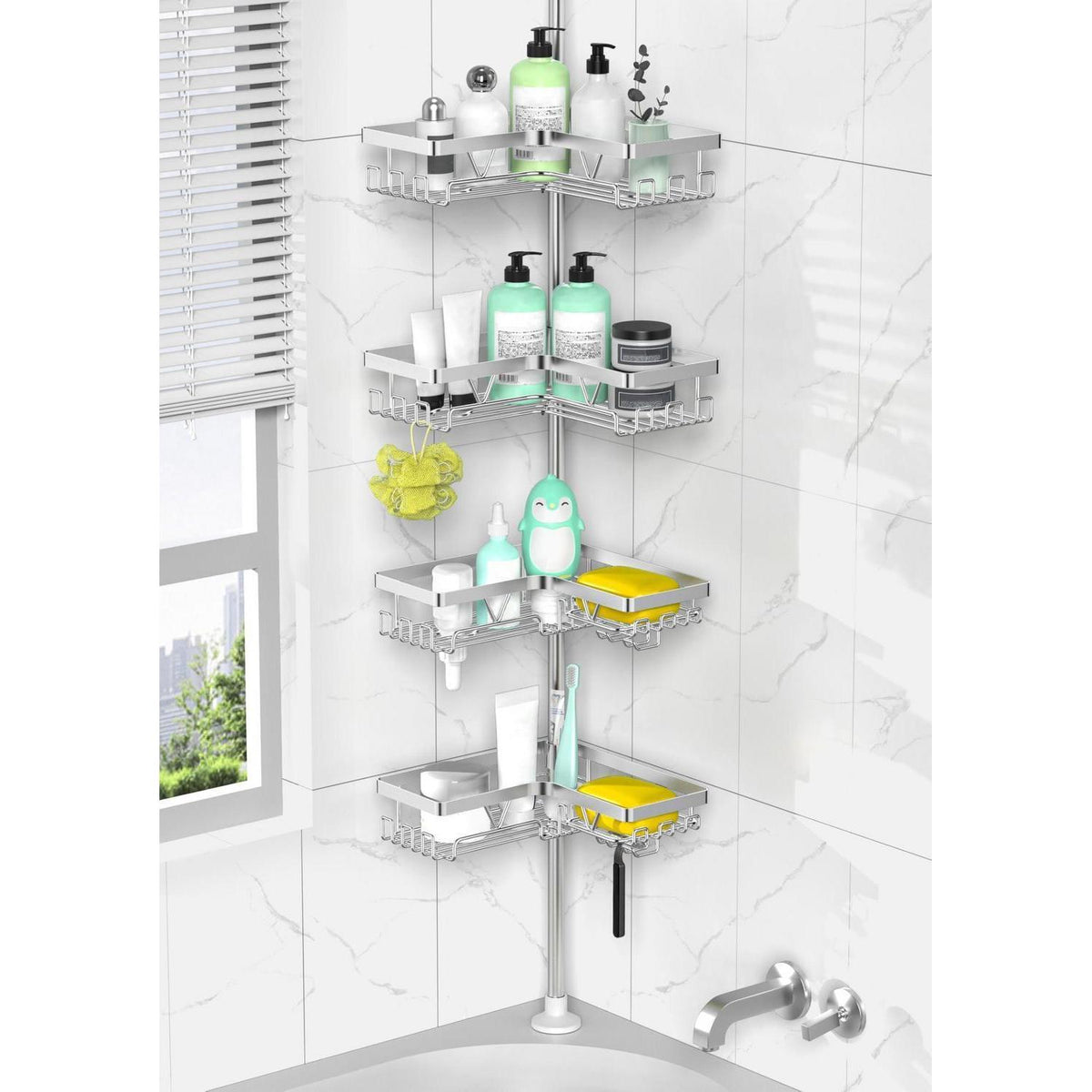 Teleskop Duschregal Edelstahl – Bohrlos & Verstellbar