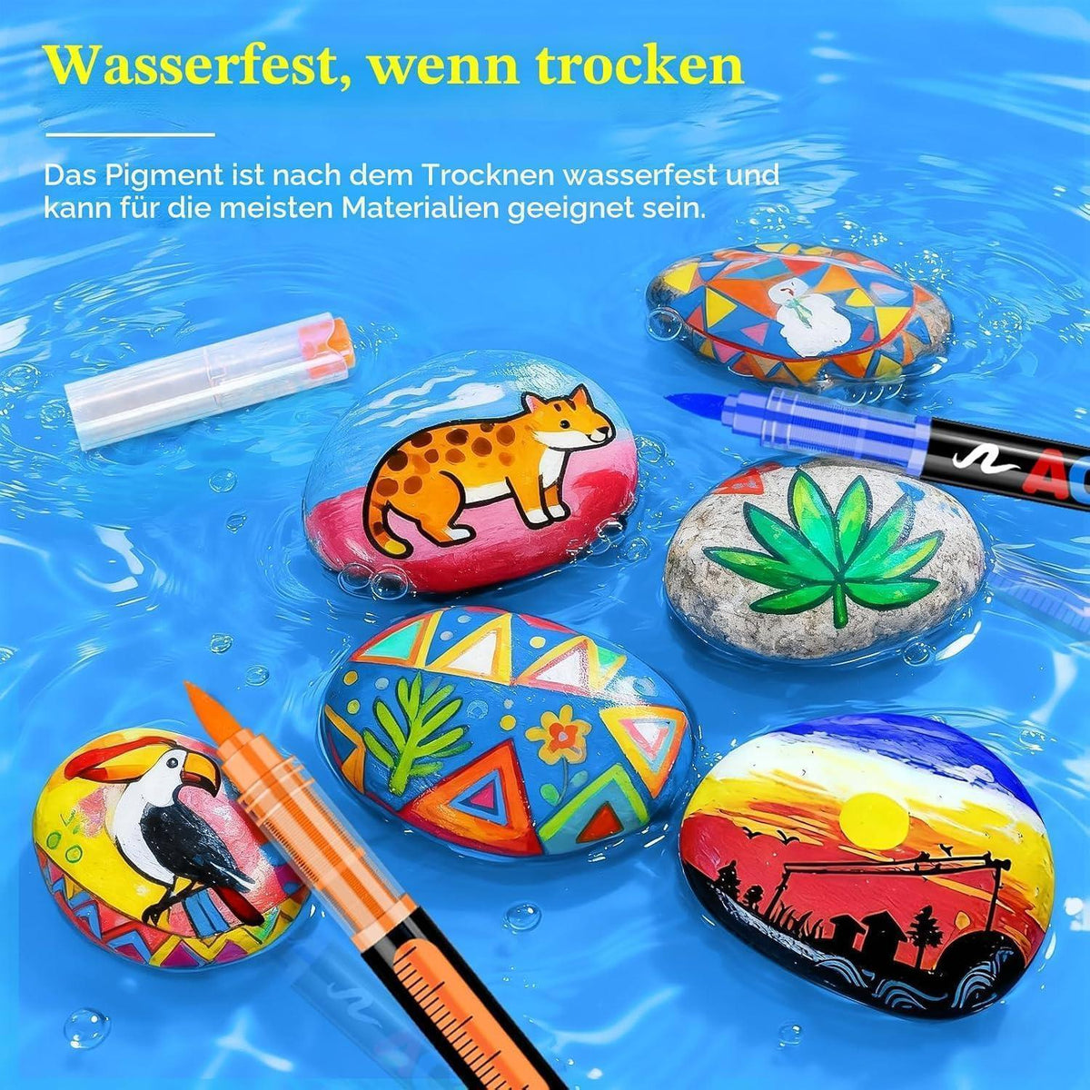 Acrylmarker Set 288 Farben mit Pinselspitze – Wasserfest & Vielseitig