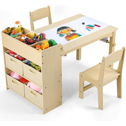 Kindertisch mit 2 Stühlen, Maltisch & Basteltisch, Gelb
